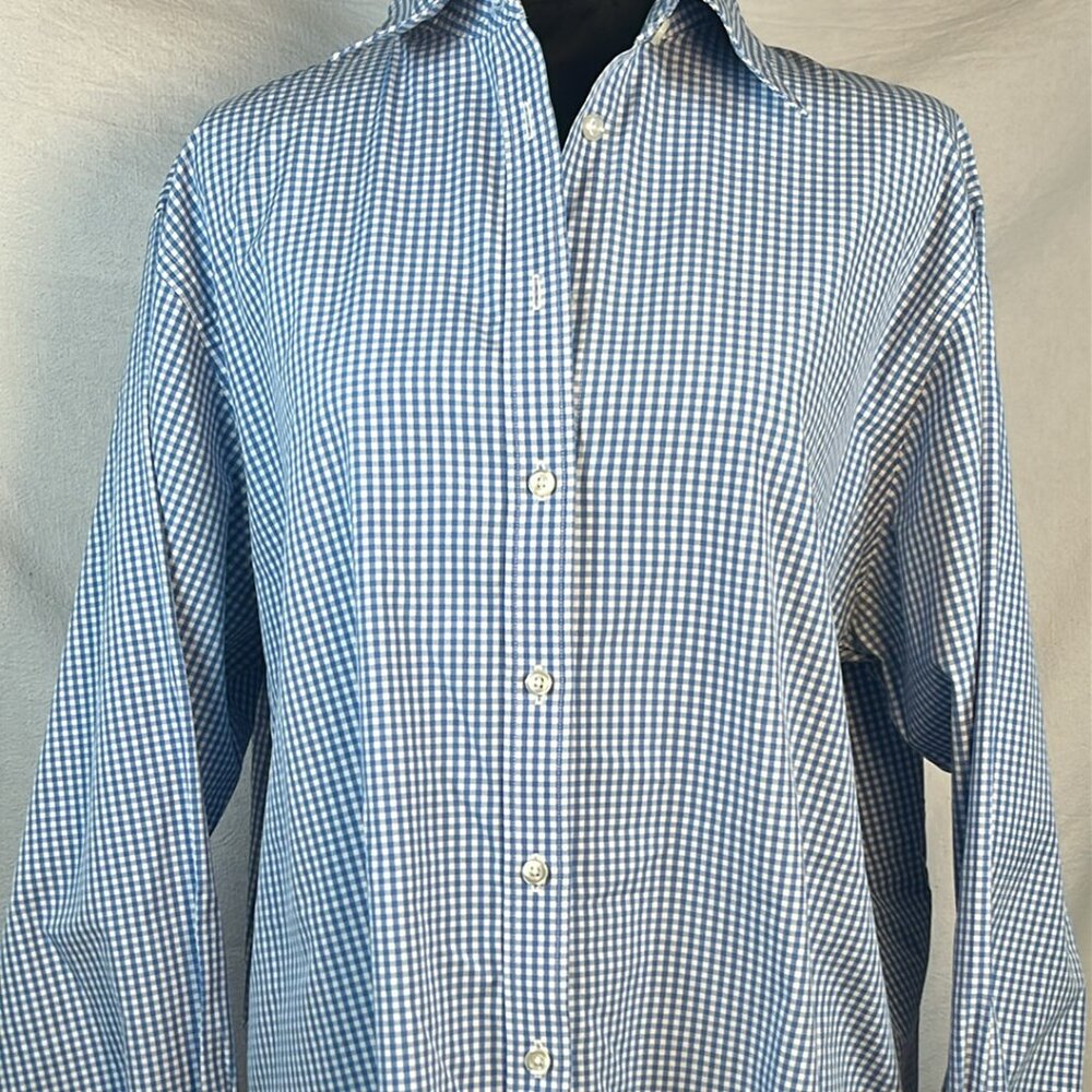 Land's End Custom Checkered Button Up Shirt Long Sleeves **Size Tag Missing***